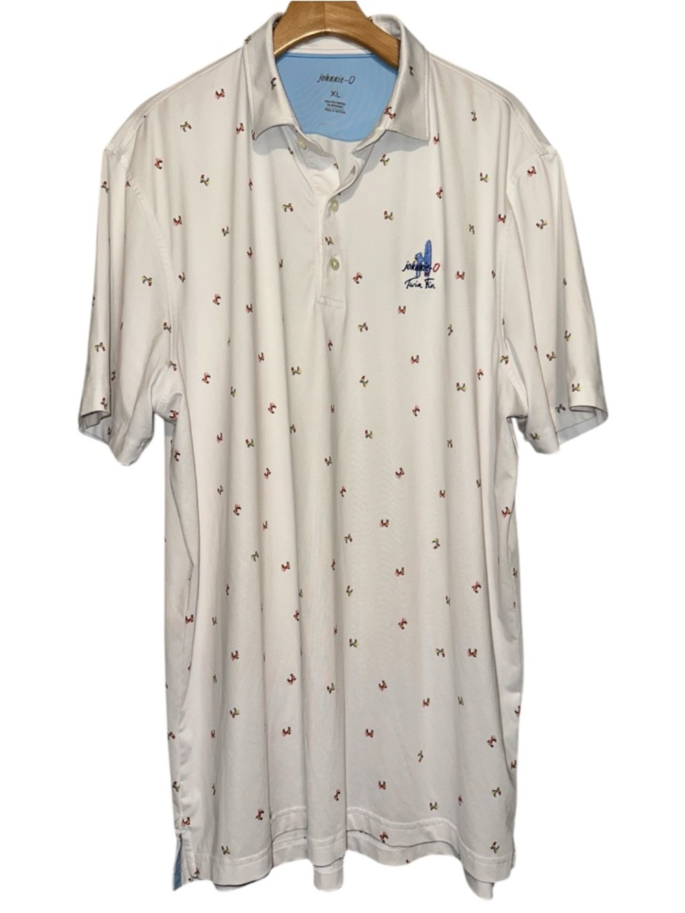 Johnnie-O Men’s Size XL White Bird Print Mana Lani Golf Resort Polo Shirt
